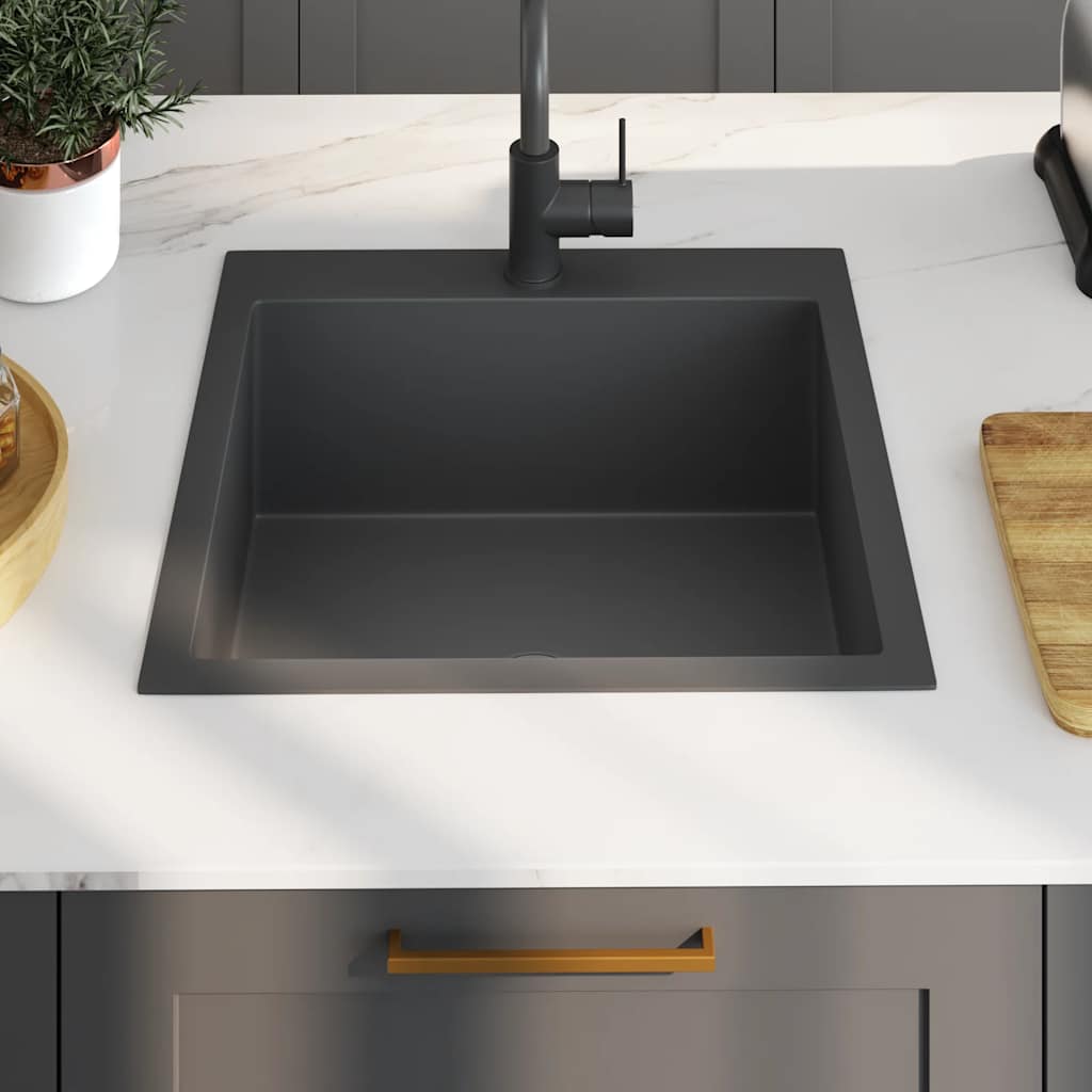 Lavello da Cucina Lavorato a Mano Nero Acciaio Inox - homemem39