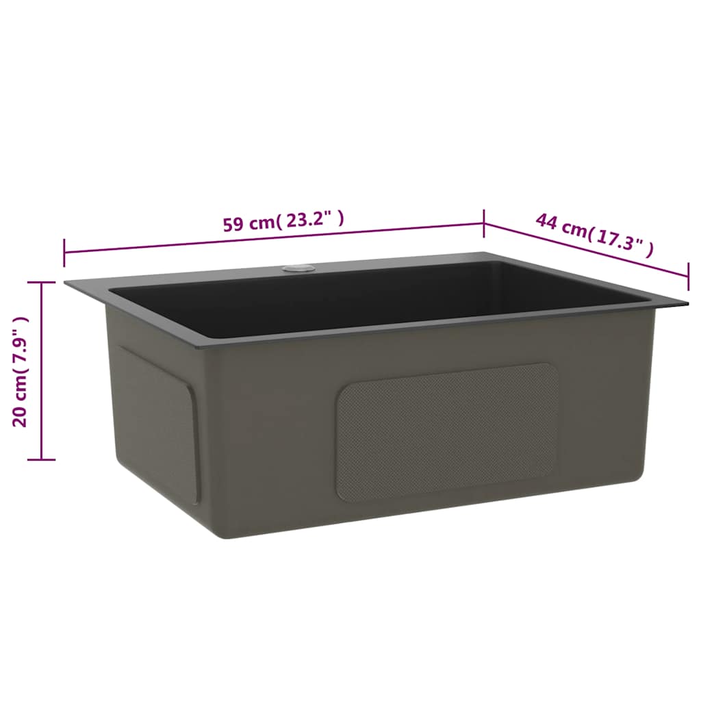 Lavello da Cucina Lavorato a Mano Nero Acciaio Inox | homemem39