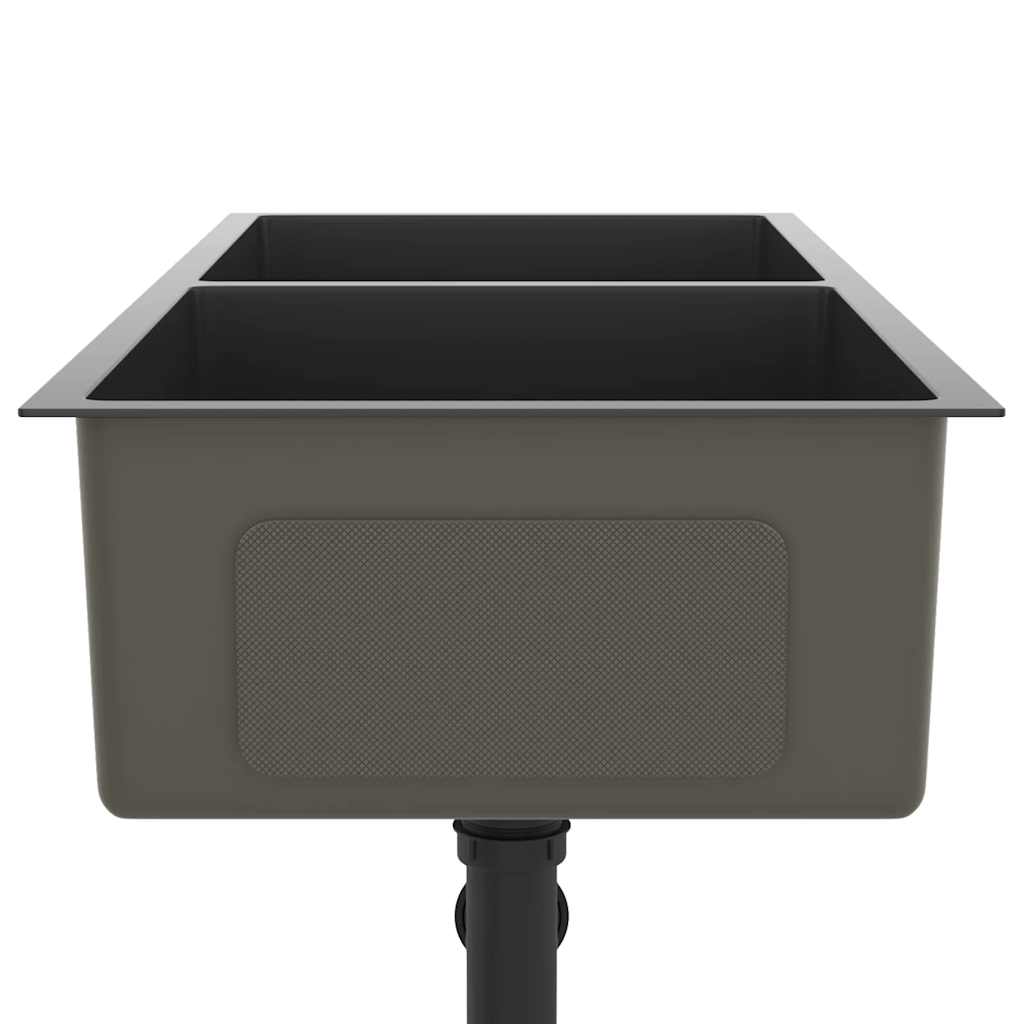 Lavello da Cucina Artigianale Nero in Acciaio Inox - homemem39