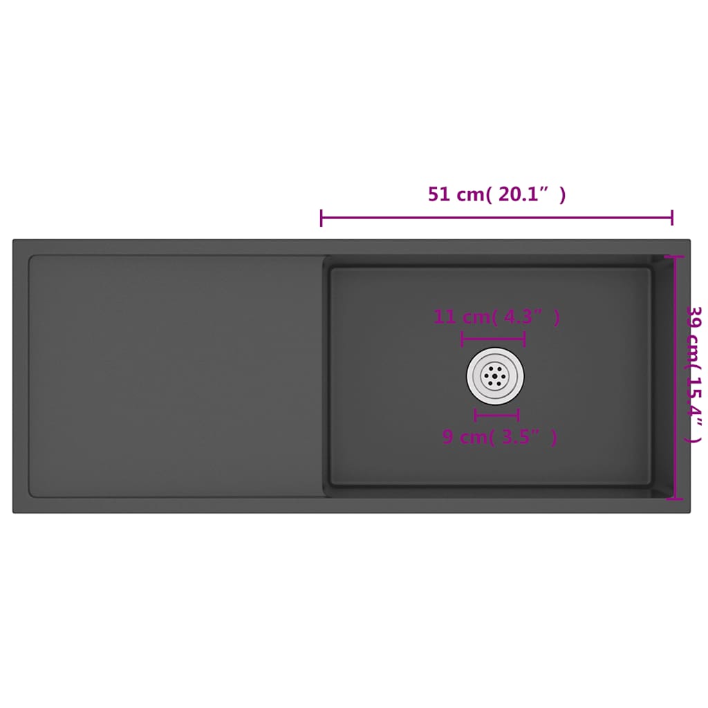 Lavello da Cucina Lavorato a Mano Nero in Acciaio Inox