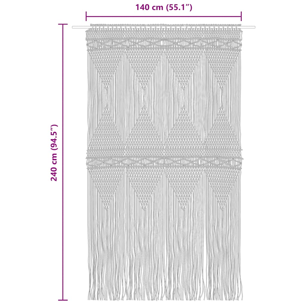 Tenda Macramè Antracite 140x240 cm in Cotone | homemem39