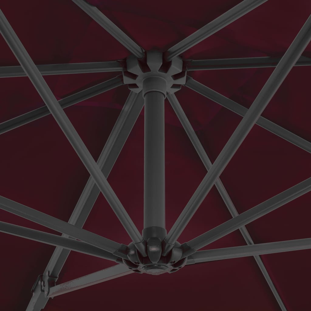 Ombrellone a Sbalzo con Palo in Alluminio 250x250 cm Bordeaux - homemem39