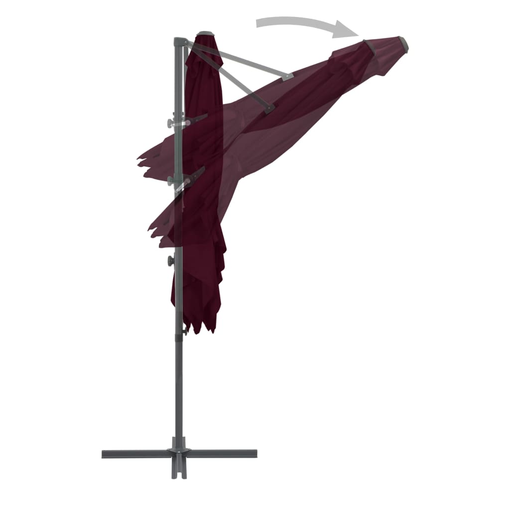 Ombrellone a Sbalzo con Palo in Acciaio 250x250 cm Bordeaux - homemem39