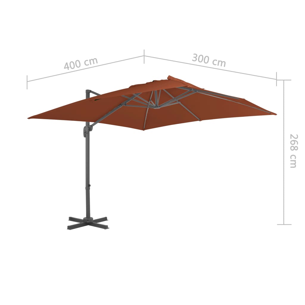 Ombrellone da giardino a sbalzo con palo in alluminio Terracotta 400x300 cm | homemem39