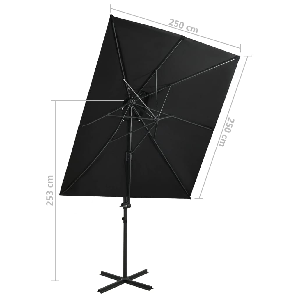 Ombrellone a Sbalzo con Doppia Copertura 250x250 cm Sabbia - homemem39