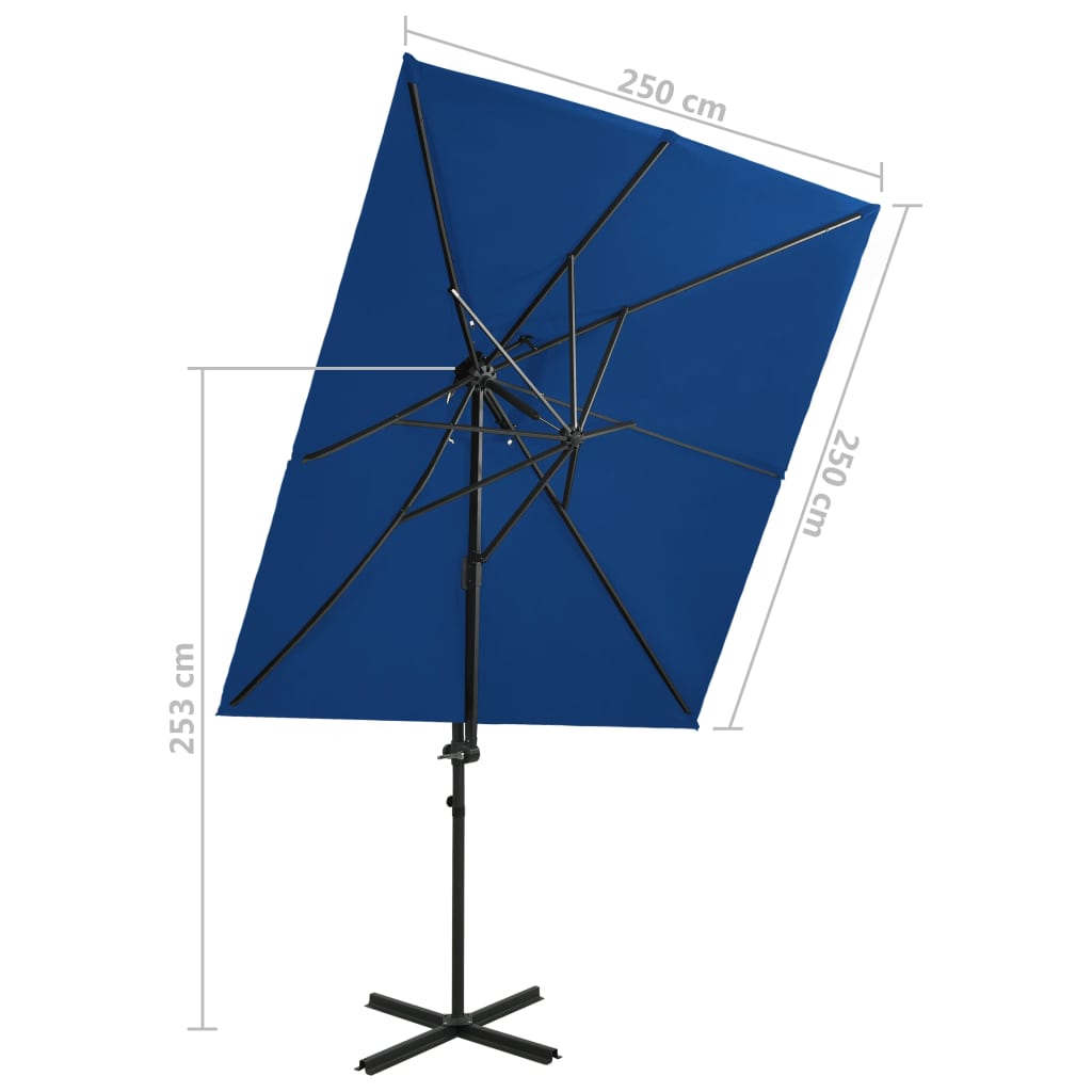 Ombrellone a Sbalzo con Doppia Copertura 250x250 cm Blu | homemem39
