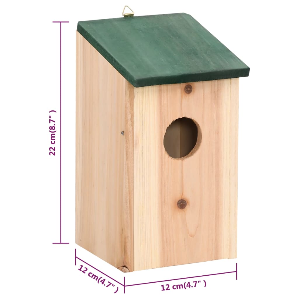 Casette per Uccelli 10 pz in Legno Massello di Abete 12x12x22cm - homemem39
