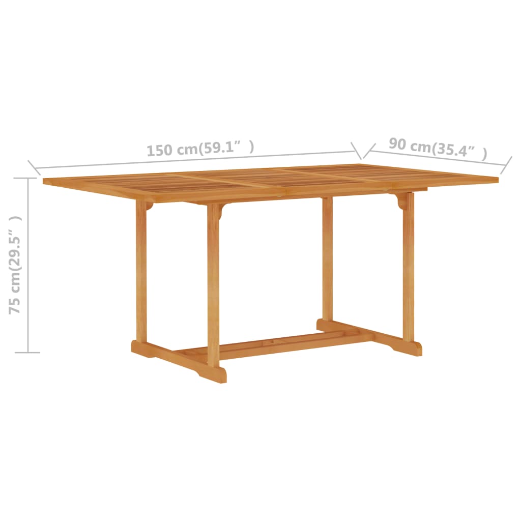 Tavolo da Giardino 150x90x75 cm in Legno Massello di Teak