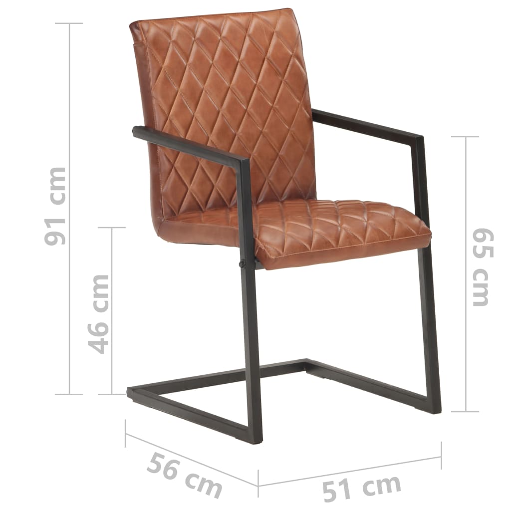Sedie da Pranzo a Sbalzo 6 pz Marroni in Vera Pelle | homemem39