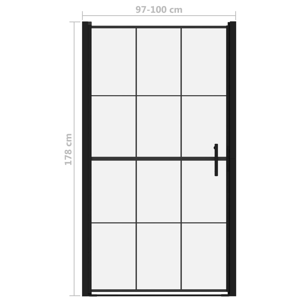 Porta per Doccia in Vetro Temperato 100x178 cm Nera | homemem39