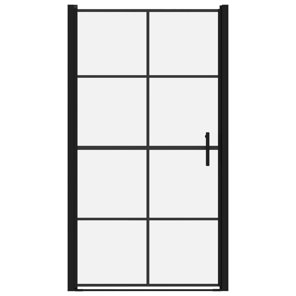 Porta per Doccia in Vetro Temperato 100x178 cm Nera - homemem39