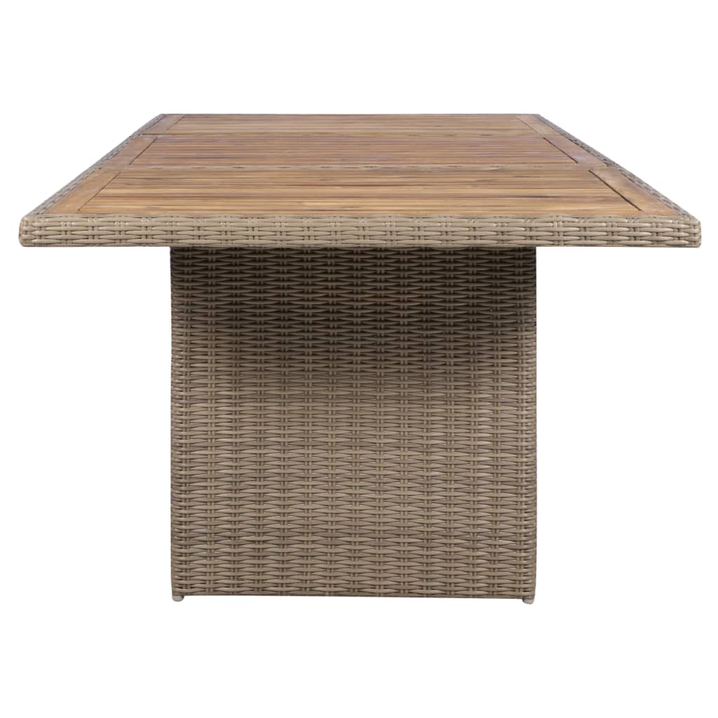Set da Pranzo da Giardino 9 pz con Cuscini Polyrattan Marrone