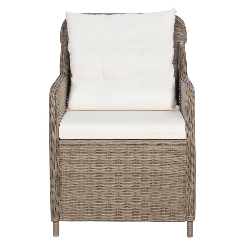 Set da Pranzo da Giardino 9 pz con Cuscini Polyrattan Marrone