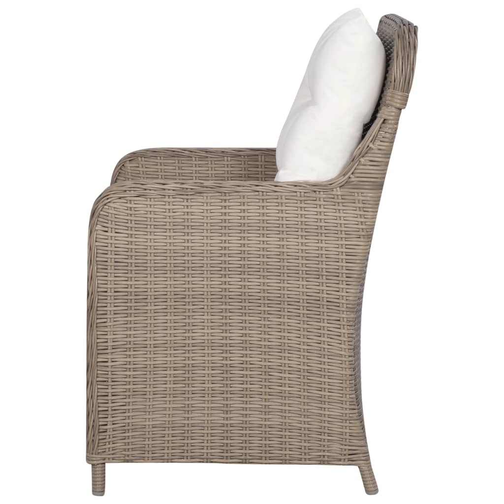 Set da Pranzo da Giardino 9 pz con Cuscini Polyrattan Marrone