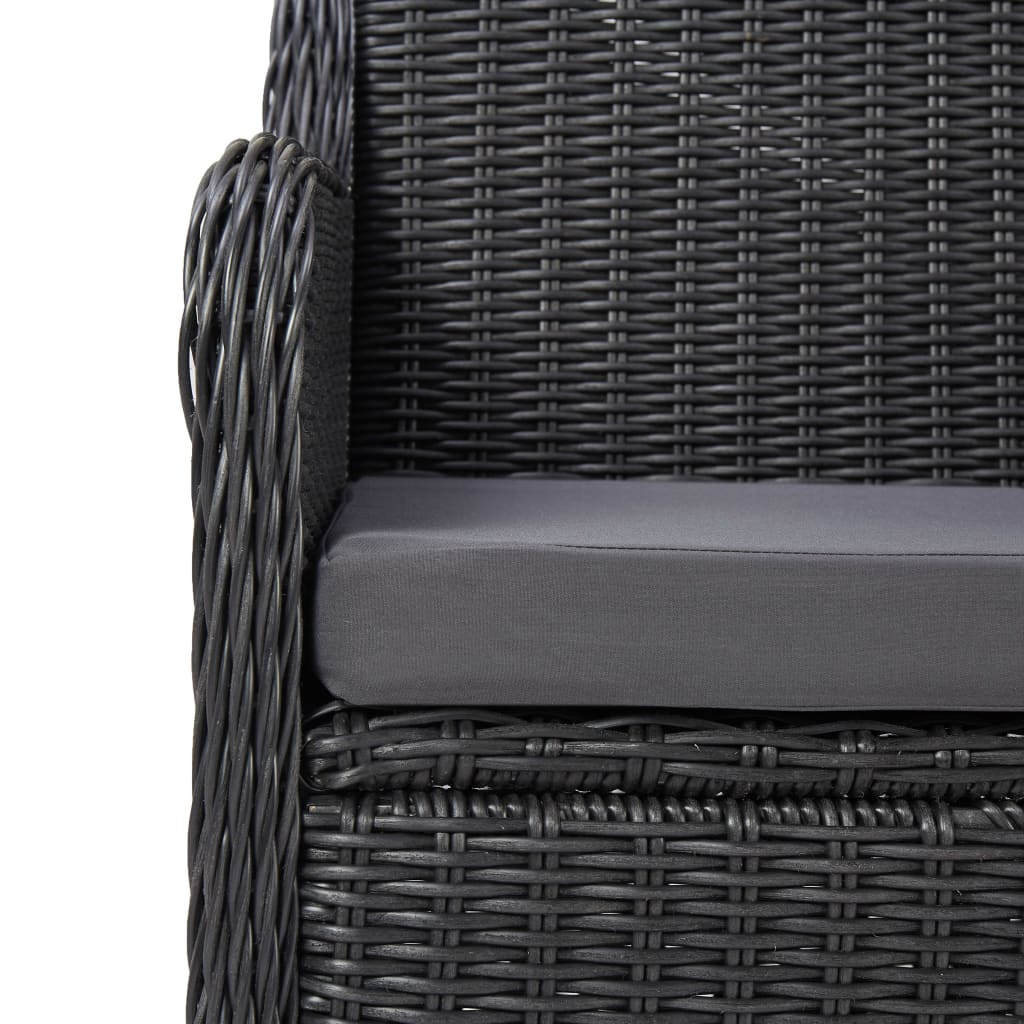 Set da Pranzo da Giardino 7 pz in Polyrattan Nero