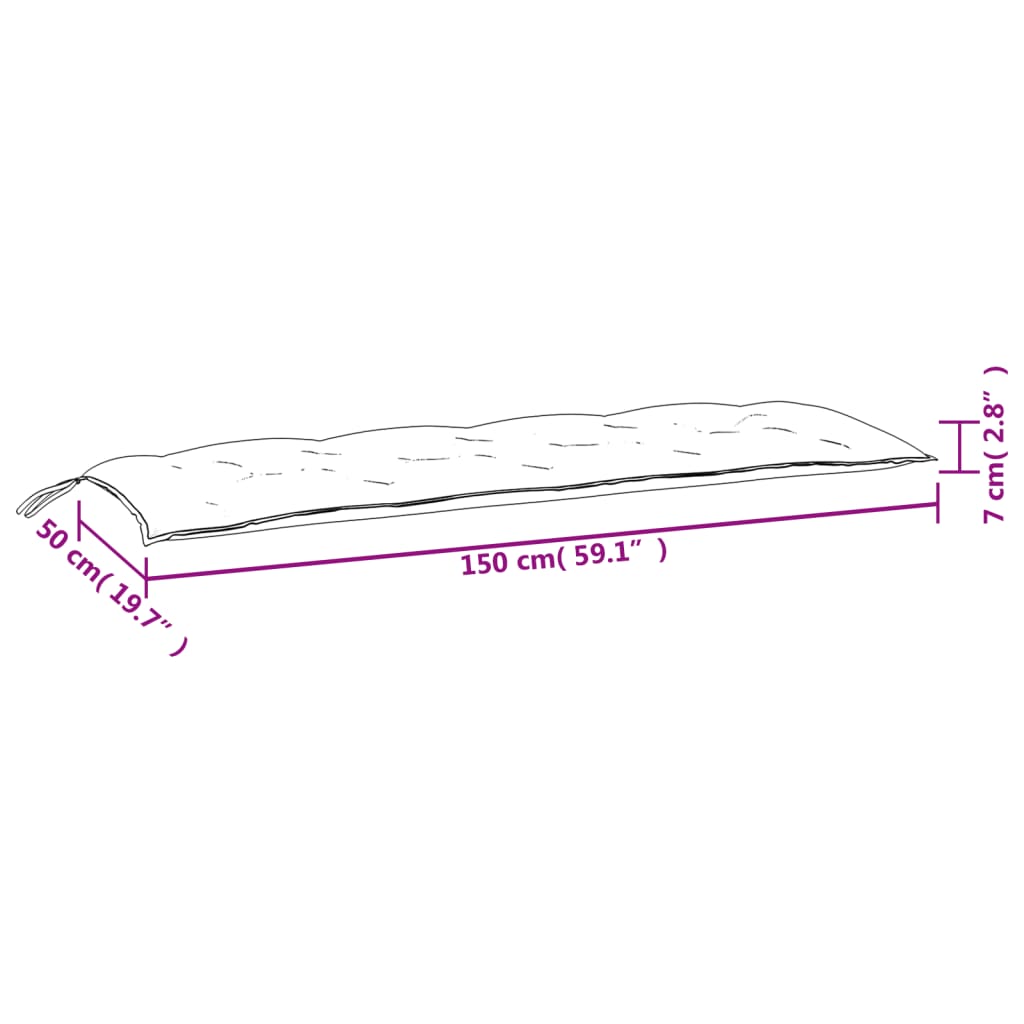 Cream White Bench Cushion 150x50x7 cm in Oxford Fabric
