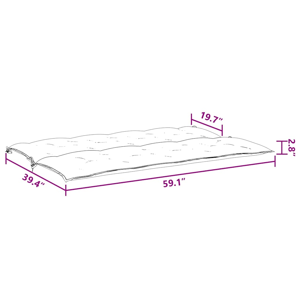 Cuscino per Panca Nero 150x(50+50)x7cm in Tessuto Oxford | homemem39