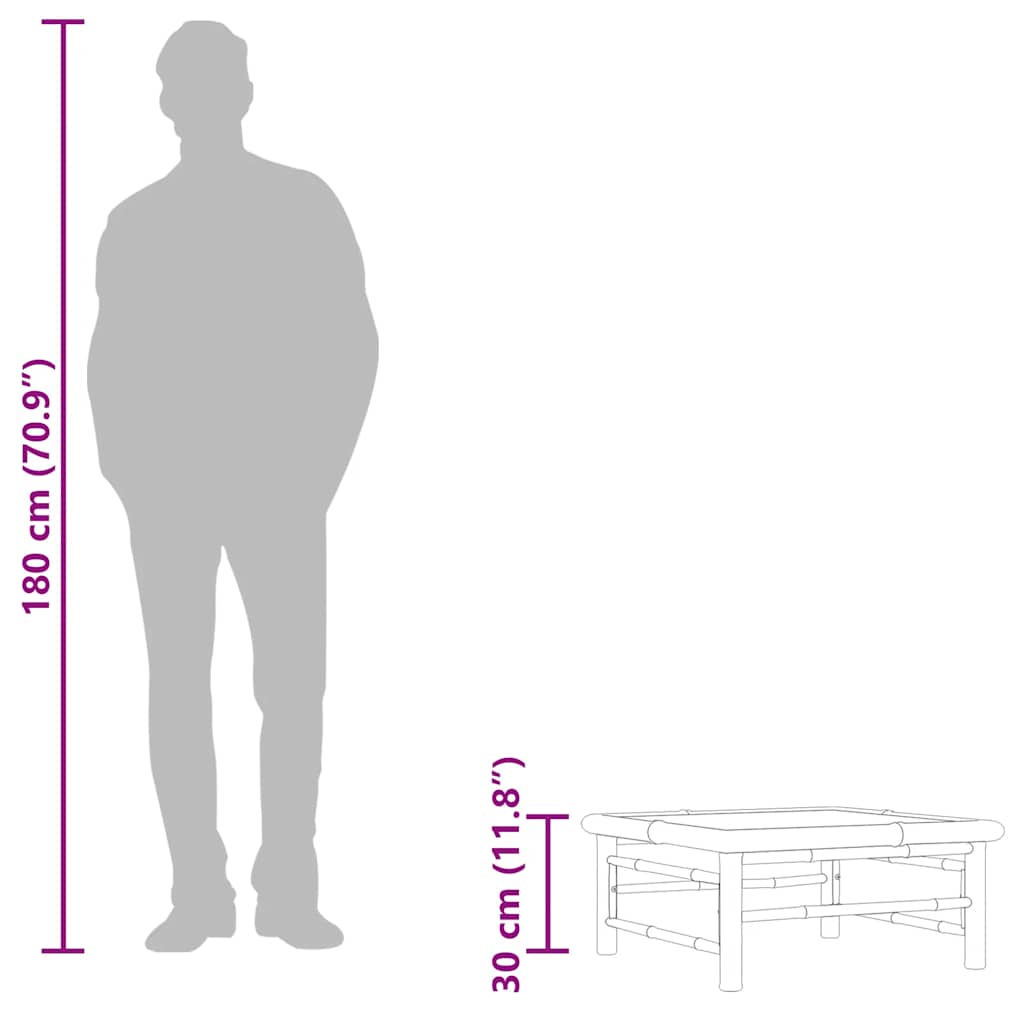 Tavolo da Giardino 65x65x30 cm in Bambù