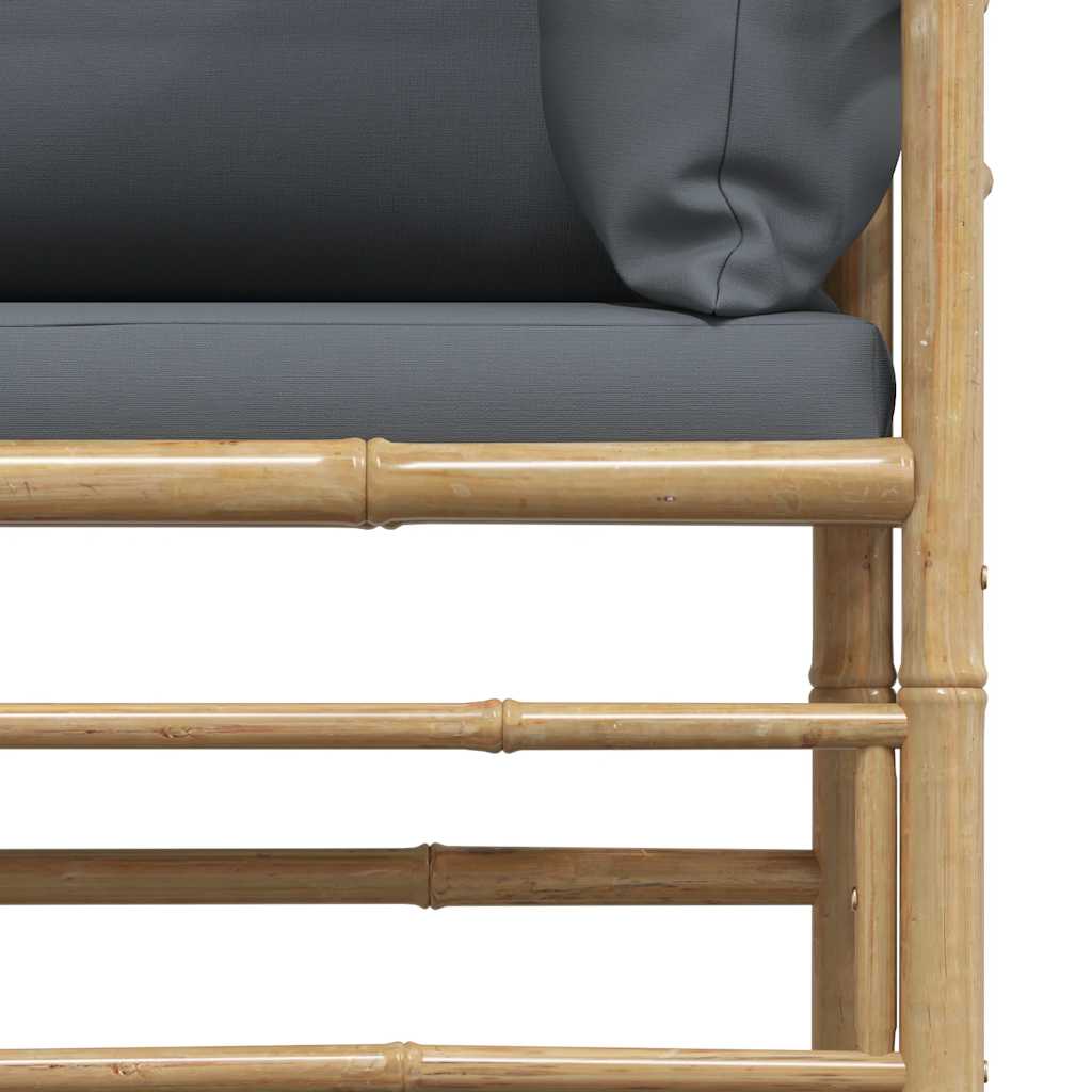 Divano da Giardino con Cuscini Grigio Scuro in Bambù | homemem39