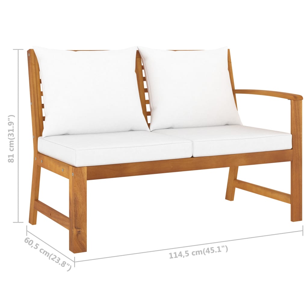Set Divani da Giardino 4 pz con Cuscini Crema in Legno Acacia - homemem39