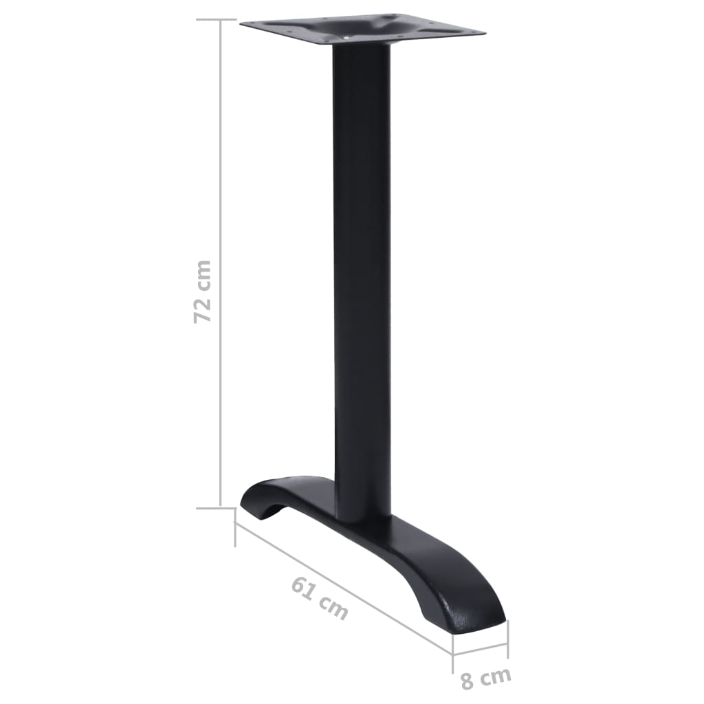 Gambe per Tavolino da Bistrò 2 pz Nero 61x8x72 cm in Ghisa