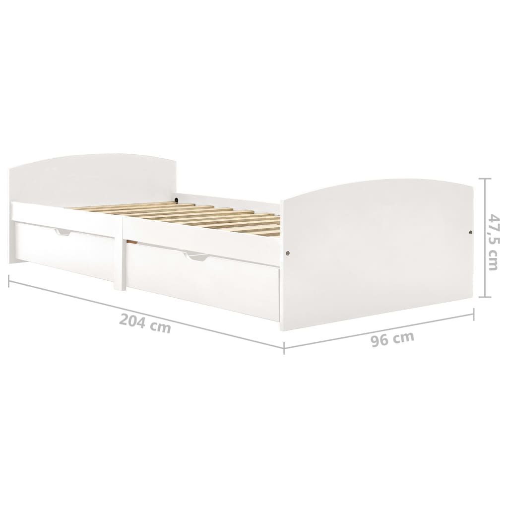 Giroletto con 2 Cassetti Bianco in Legno di Pino 90x200 cm | homemem39