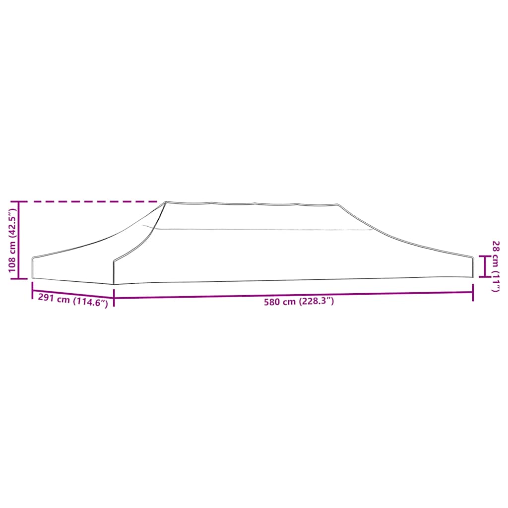 Tetto per Tendone per Feste 6x3 m Grigio Talpa 270 g/m² | homemem39