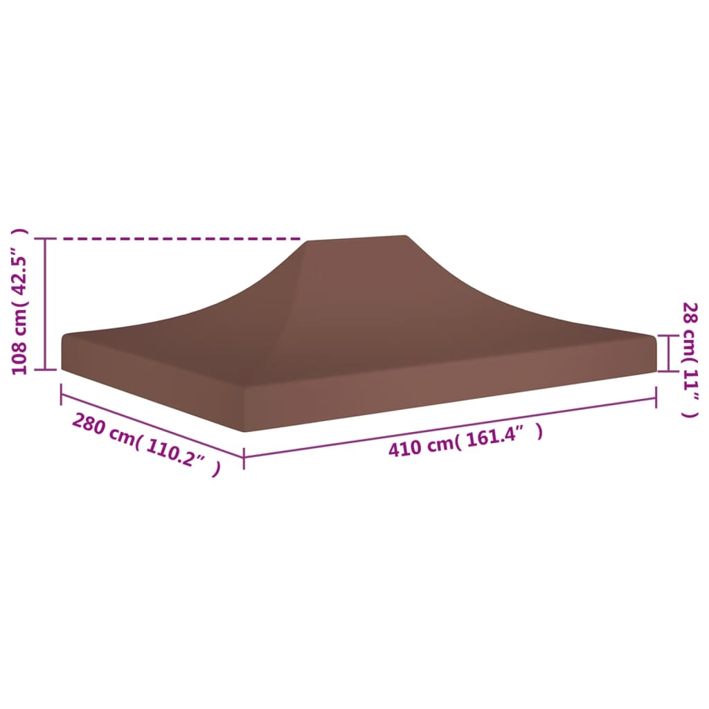 Tetto per Tendone per Feste 4x3 m Marrone 270 g/m² - homemem39