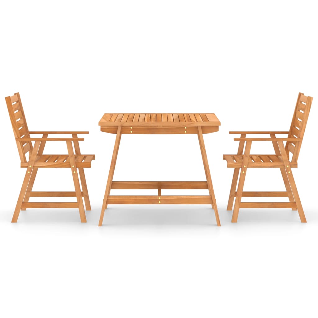 Set da Pranzo da Giardino 3 pz in Legno Massello di Acacia