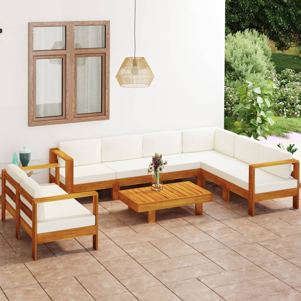 Set da Giardino 8 pz con Cuscini 100x60 cm Legno di Acacia