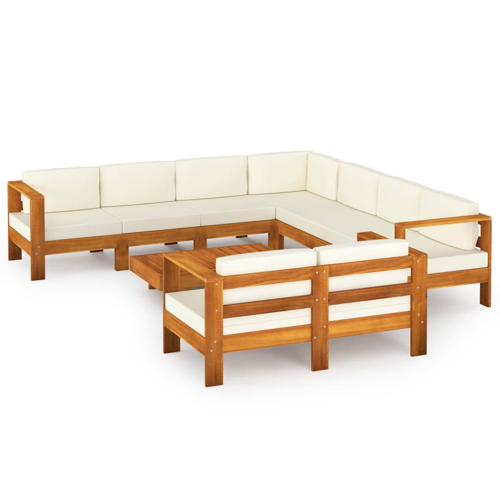Set da giardino 9 pezzi con cuscini 100x60 cm in legno di acacia