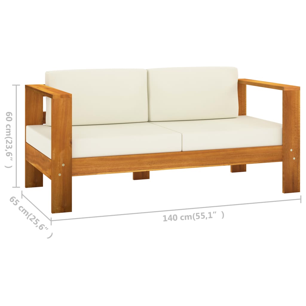 Set da giardino 9 pezzi con cuscini 100x60 cm in legno di acacia