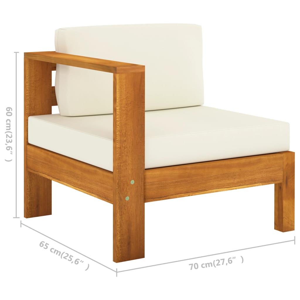 Set da giardino 9 pezzi con cuscini 100x60 cm in legno di acacia