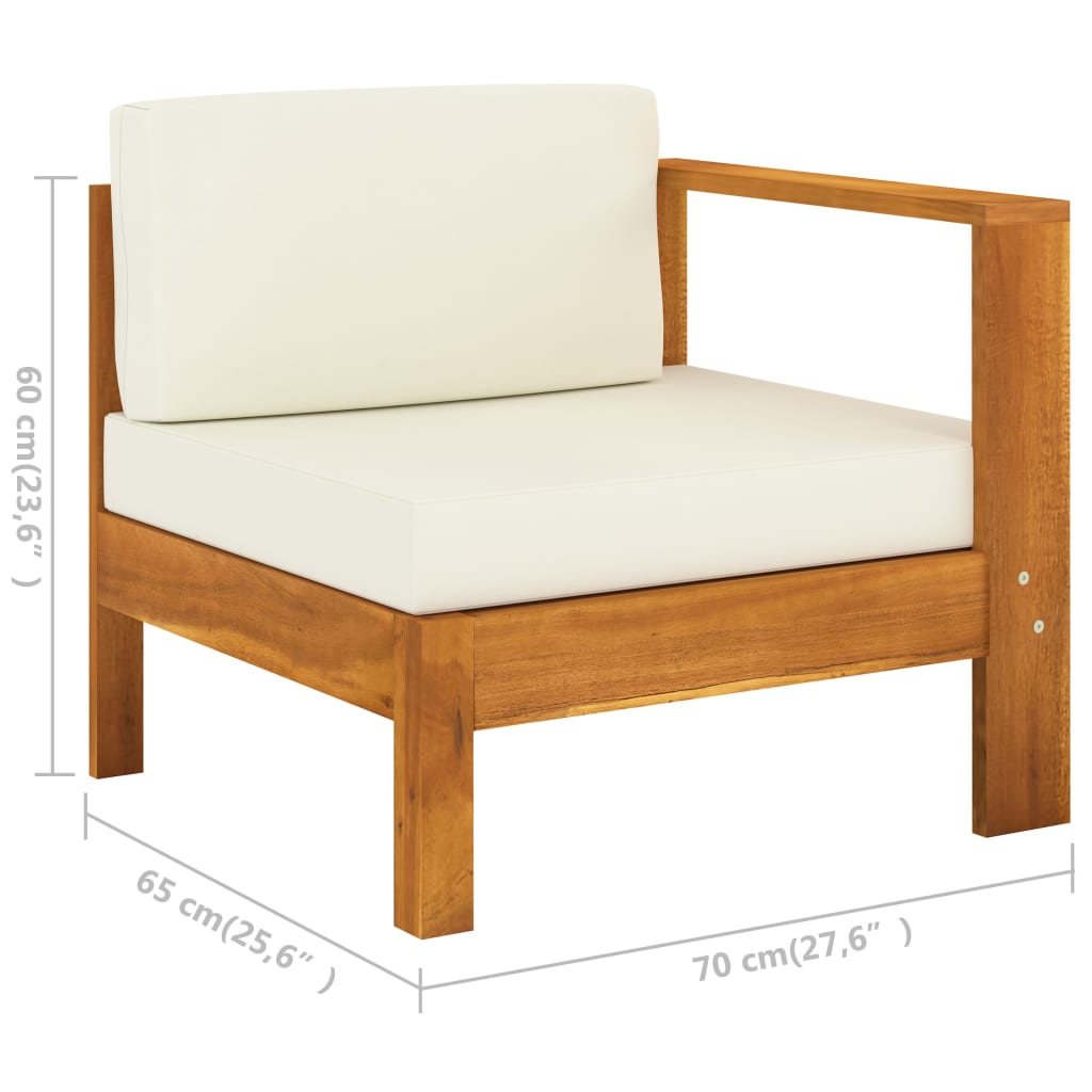 Set da giardino 9 pezzi con cuscini 100x60 cm in legno di acacia