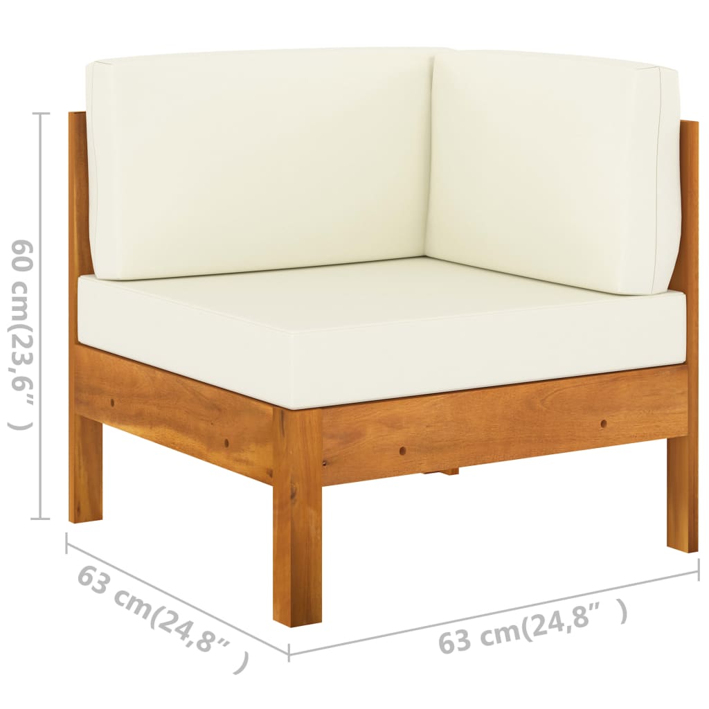 Set da giardino 9 pezzi con cuscini 100x60 cm in legno di acacia