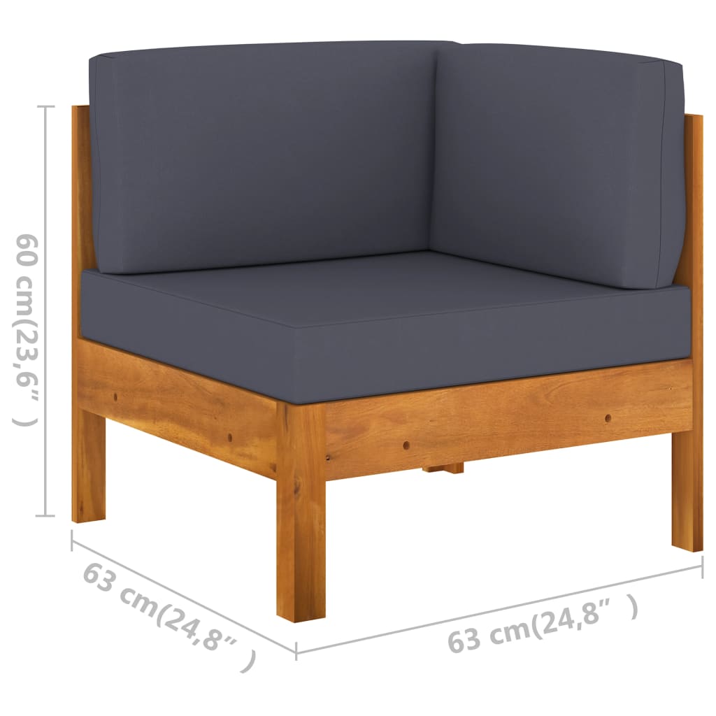 Set Divani Giardino 5 Posti Cuscini Grigi Scuro Massello Acacia - homemem39
