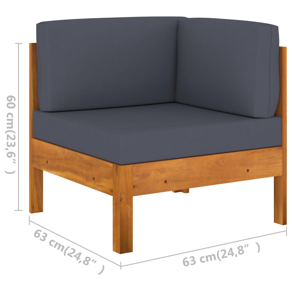 Set Divani Giardino 9 Posti Cuscini Grigi Scuro Massello Acacia - homemem39