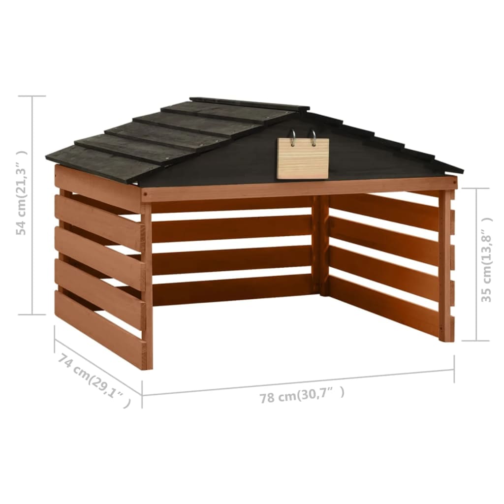 Casetta per Tosaerba Robotizzato Nero Marrone 78x74x54 cm Abete | homemem39