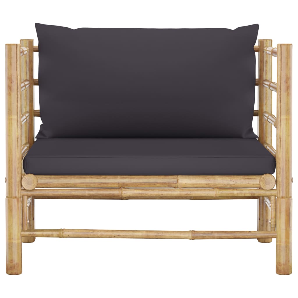 Set Salotto da Giardino 5pz con Cuscini Grigio Scuro Bambù - homemem39