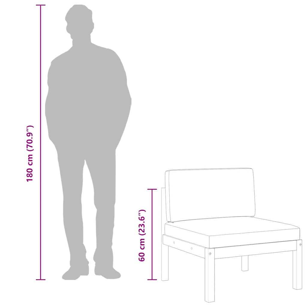 Divano da giardino centrale con cuscini in legno di acacia e corda