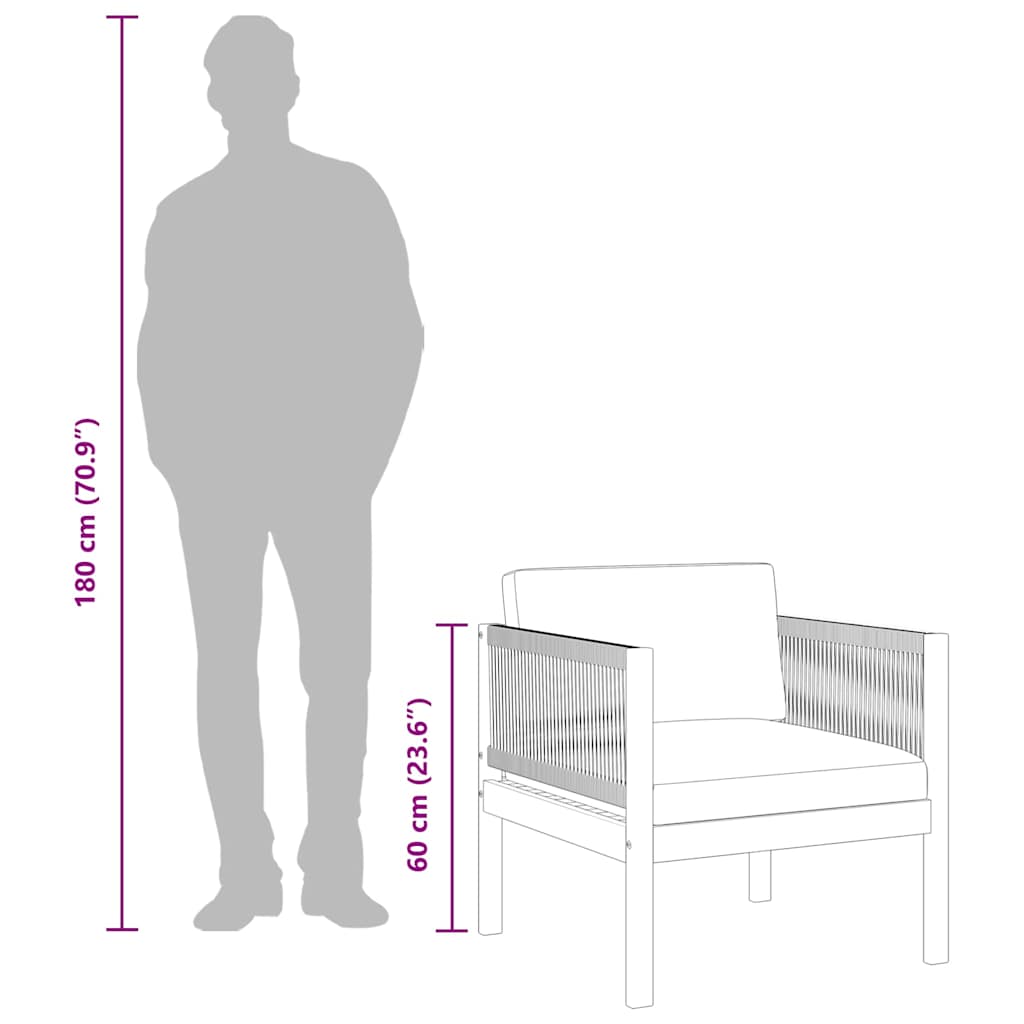 Sedia da Giardino con Cuscino in Legno Massello di Acacia