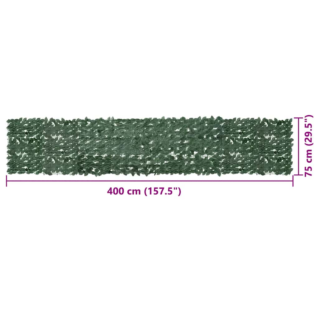 Paravento da Balcone con Foglie Verde Scuro 400x75 cm | homemem39
