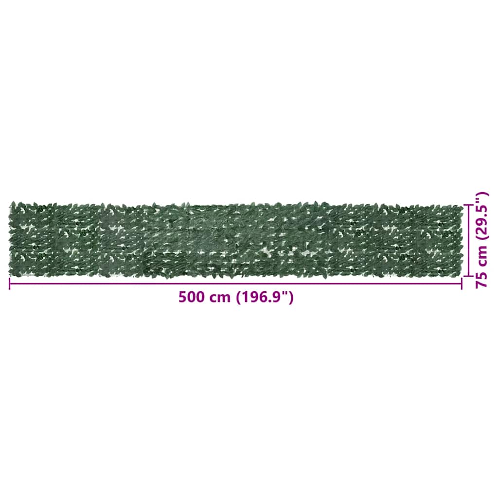 Paravento da Balcone con Foglie Verde Scuro 500x75 cm - homemem39