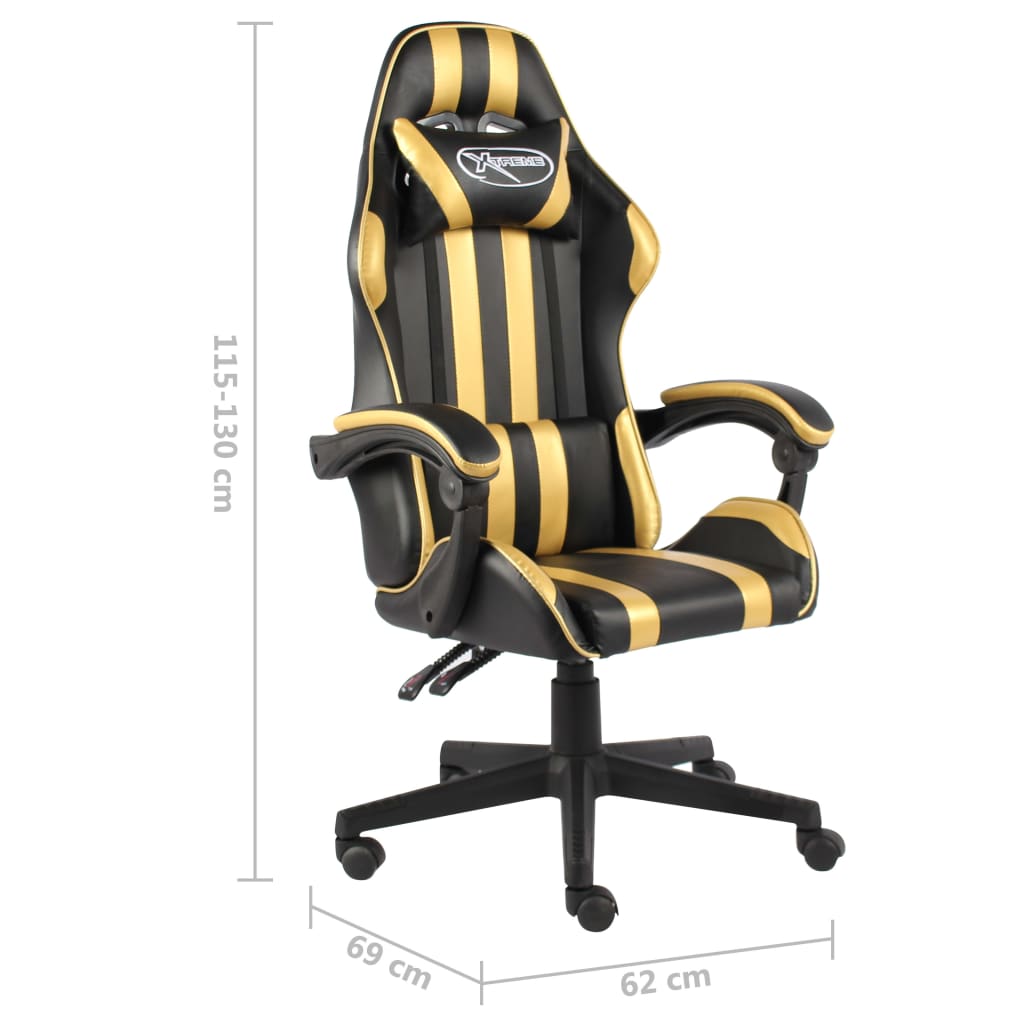 Sedia da Gaming Nero e Oro in Similpelle - homemem39