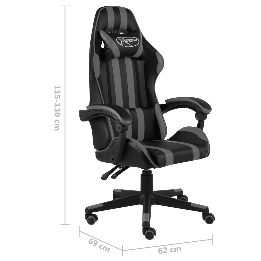 Sedia da Gaming Nero e Grigio in Similpelle - homemem39