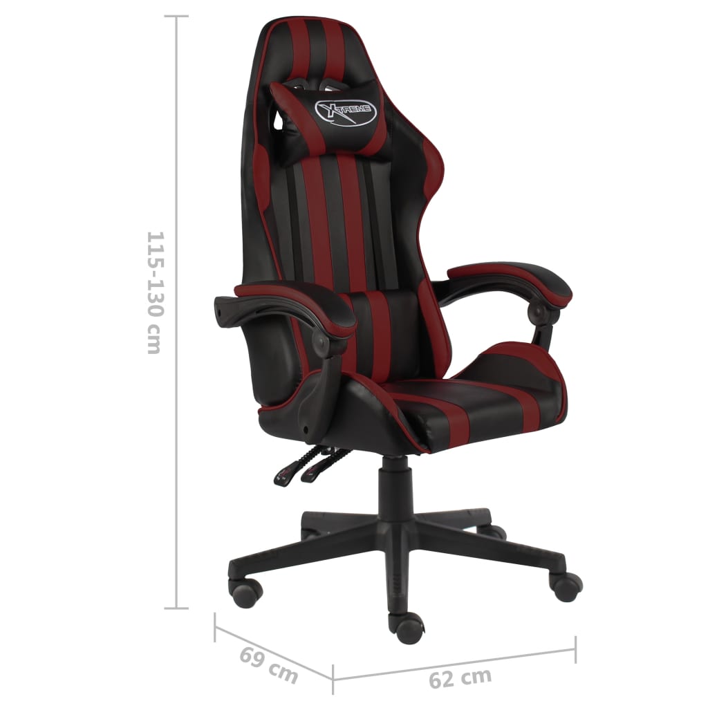 Sedia da Gaming Nero e Rosso Vino in Similpelle - homemem39