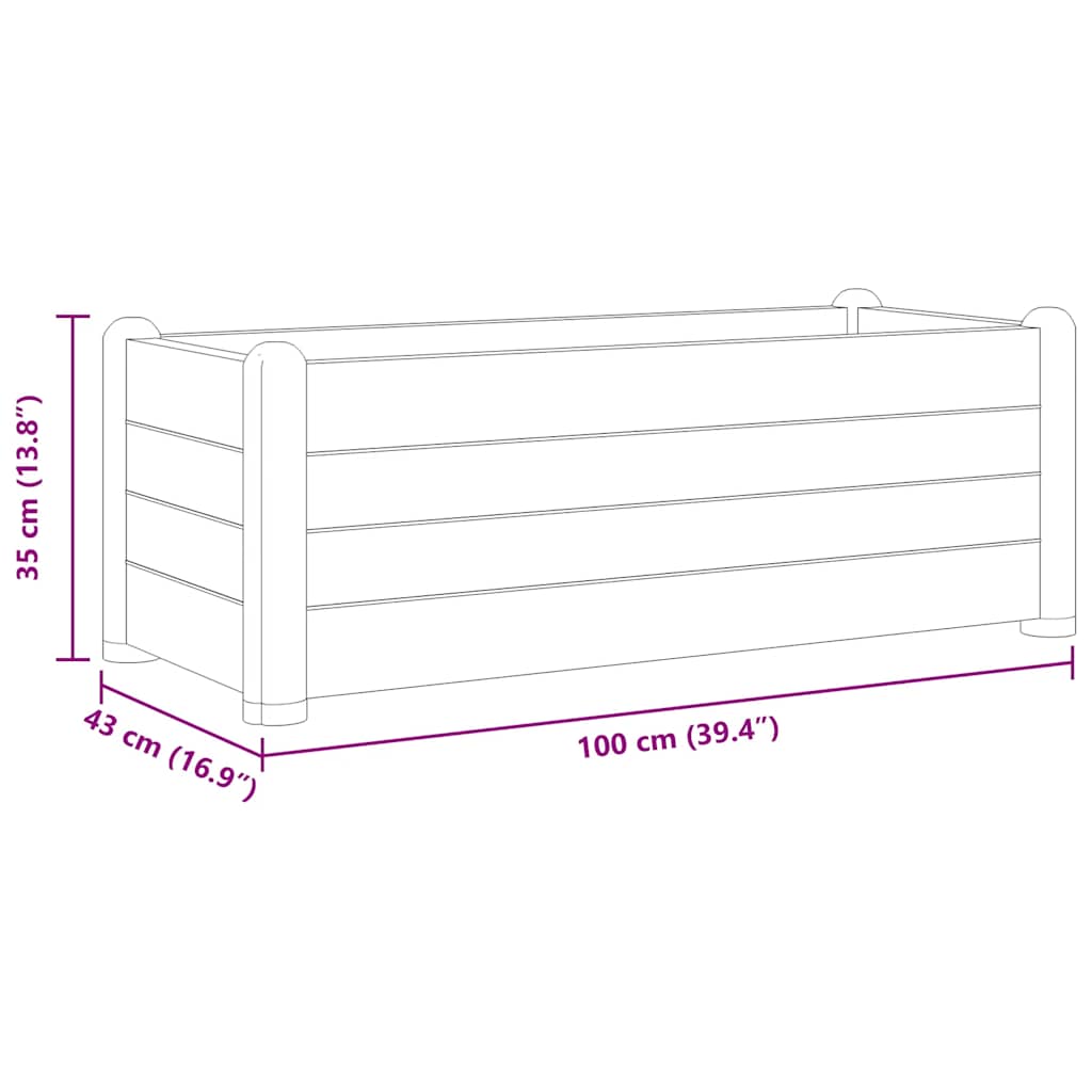 Letto Rialzato da Giardino in PP Bianco 100x43x35 cm - homemem39