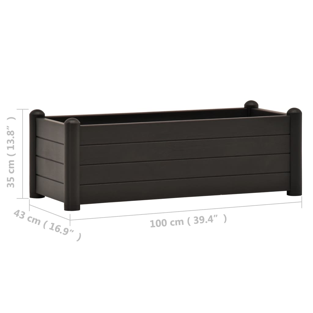 Letto Rialzato da Giardino in PP Antracite 100x43x35 cm - homemem39