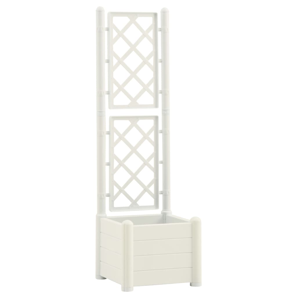 Fioriera da Giardino con Graticcio 43x43x142 cm PP Bianco - homemem39