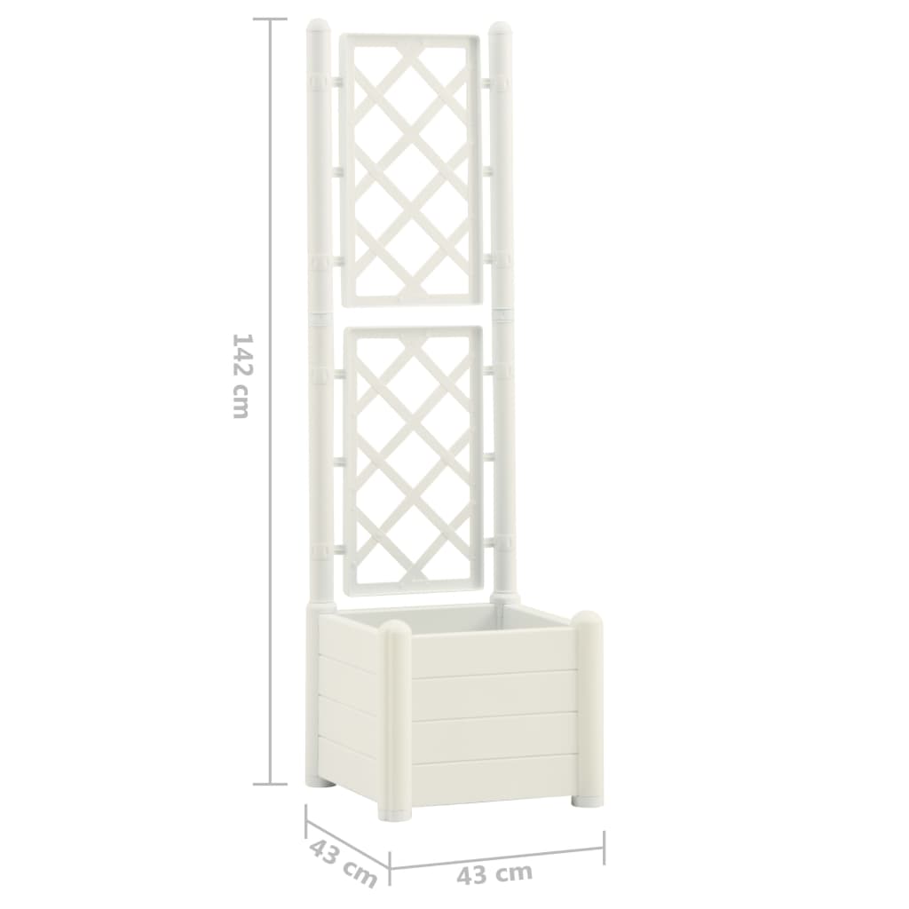 Fioriera da Giardino con Graticcio 43x43x142 cm PP Bianco | homemem39